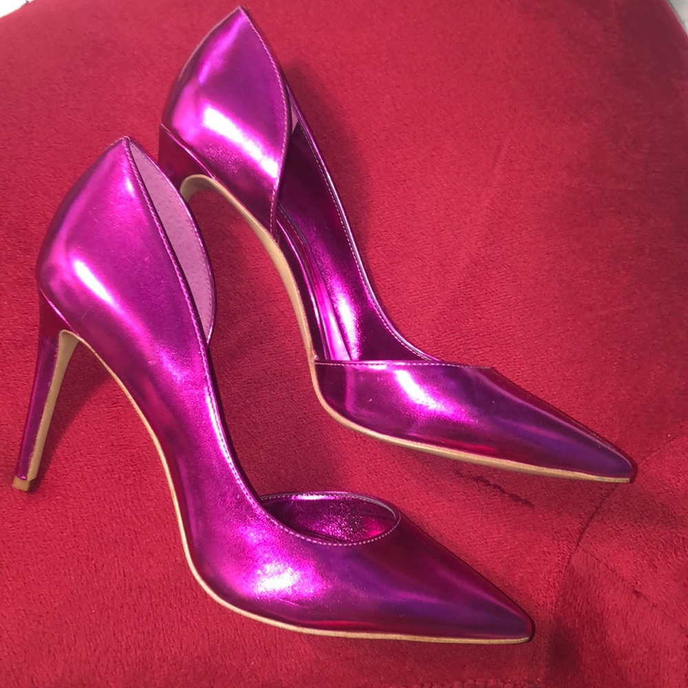 Pink metallic heels